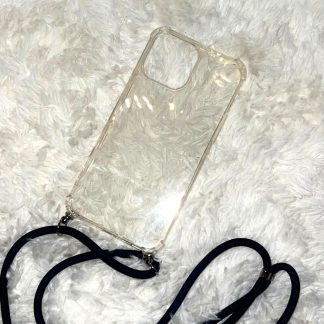 Průhledný kryt s černou šňůrkou na krk