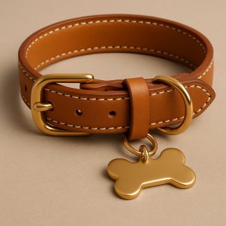 Obojek designový kožený hnědý