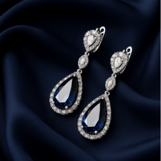 Zlaté safírové náušnice s diamanty